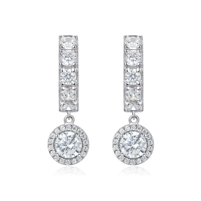 Moissanite S925 Halo Dangly Earring