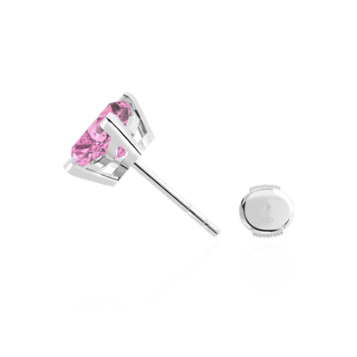 S925 Solid Clover Cut Stud Earrings - Pink