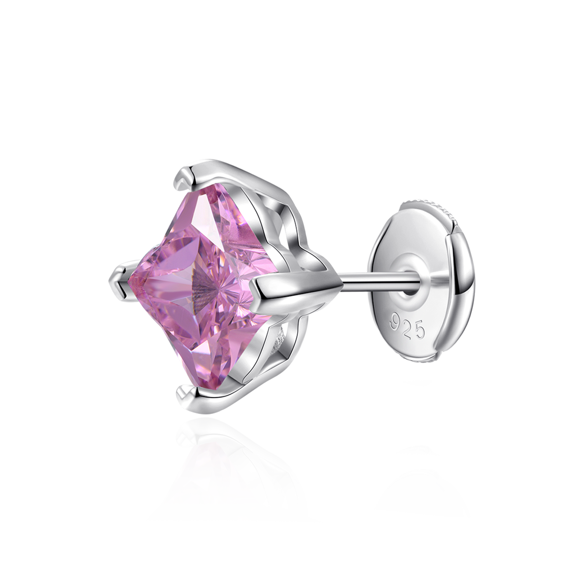 Solid Clover Cut Stud Earrings - Pink
