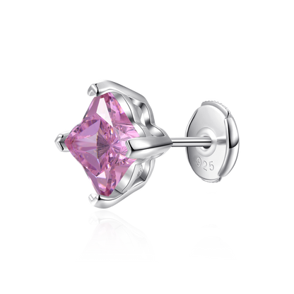 Solid Clover Cut Stud Earrings - Pink
