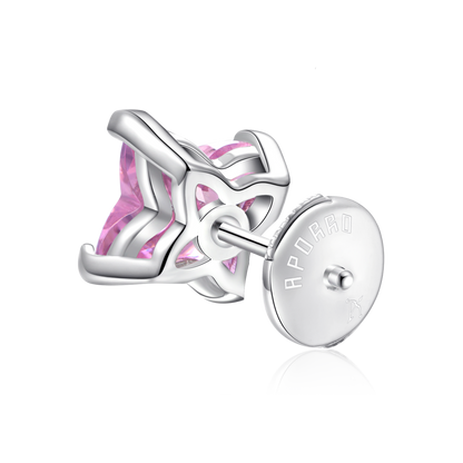 Solid Clover Cut Stud Earrings - Pink