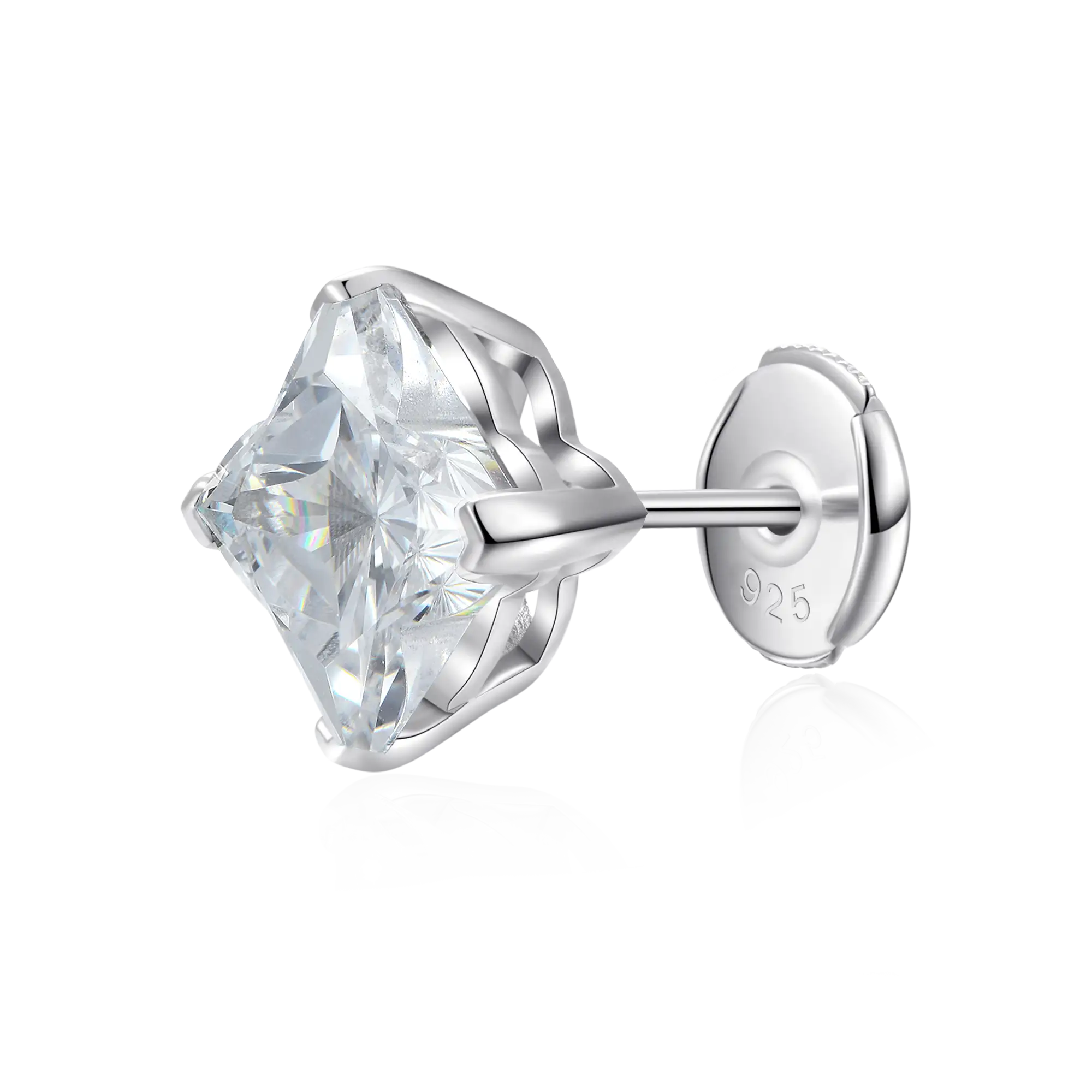 Solid Clover Cut Stud Earrings - White