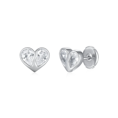 Radiant Hearts Entwined Stud Earrings - Single