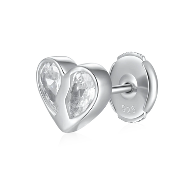 Radiant Hearts Entwined Stud Earrings - Single