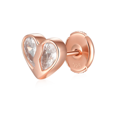 Radiant Hearts Entwined Stud Earrings - Single