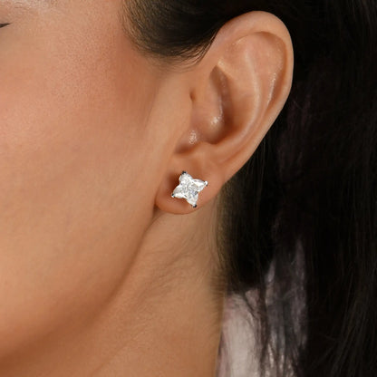 S925 Solid Clover Cut Stud Earrings - White