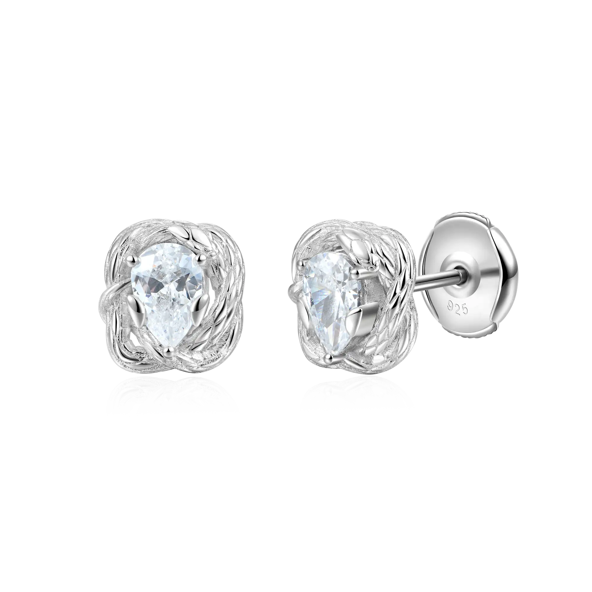 Moissanite Coiled Snake Stud Earrings