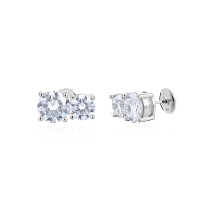 Moissanite S925 Toi et Moi Stud Earrings – Twin Rounds