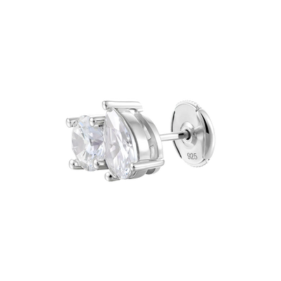 Moissanite S925 Toi et Moi Round & Pear Stud Earrings