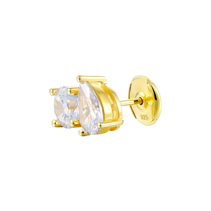 Moissanite S925 Toi et Moi Stud Earrings – Round & Pear