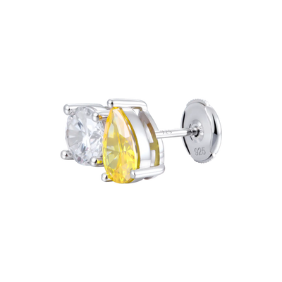 Moissanite S925 Toi et Moi Round & Pear Stud Earrings
