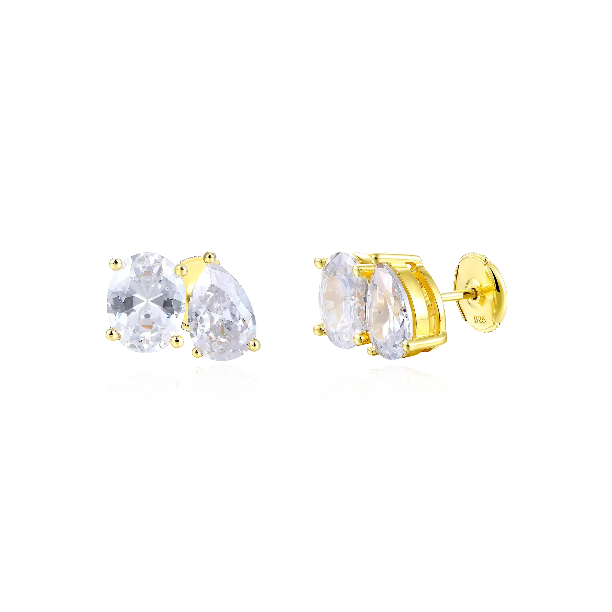 Moissanite S925 Toi et Moi Stud Earrings – Oval & Pear