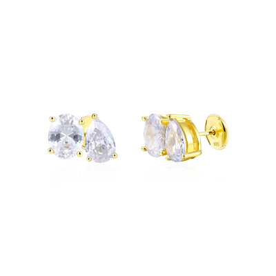 Moissanite S925 Toi et Moi Oval & Pear Stud Earrings