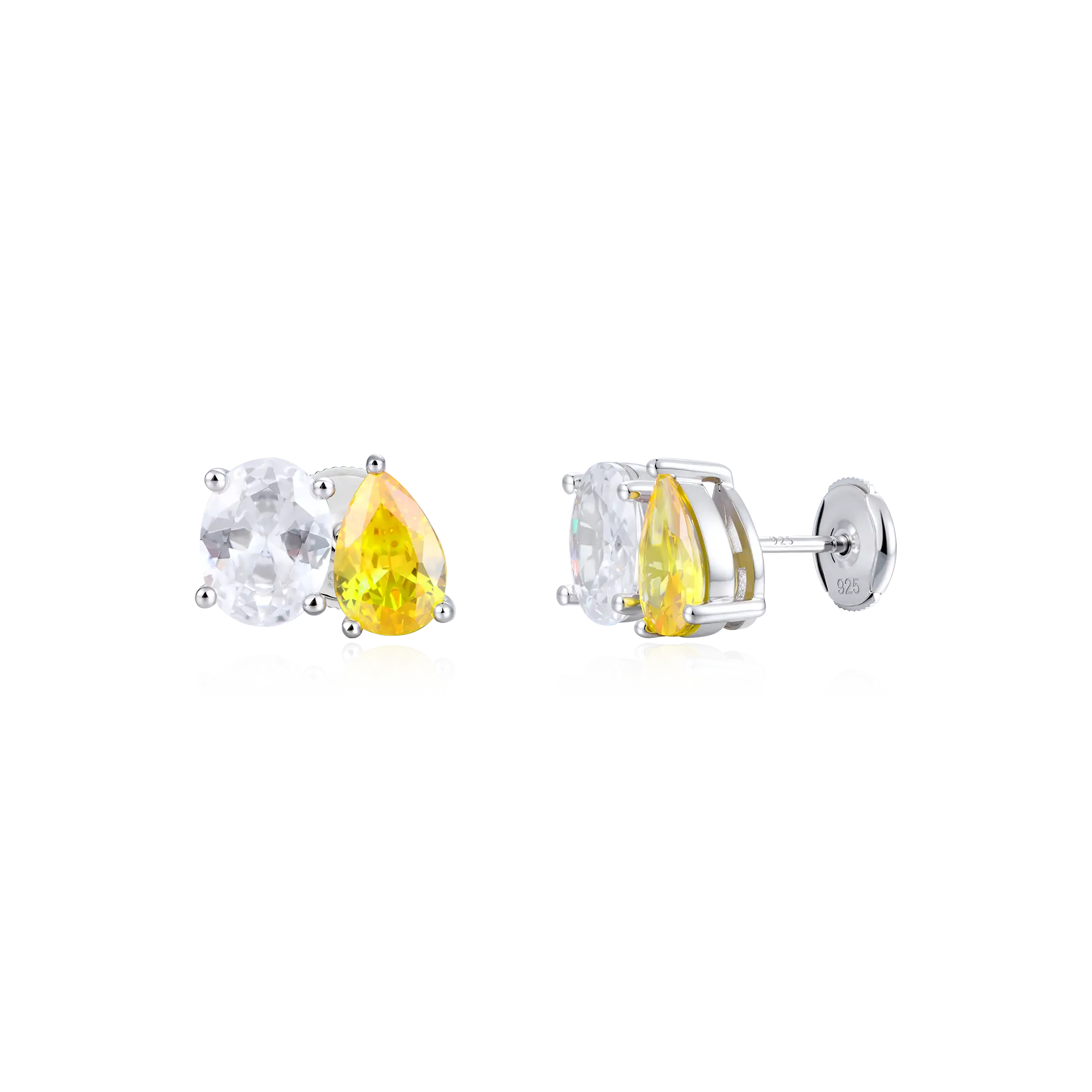 Moissanite Toi et Moi Stud Earrings – Oval & Pear