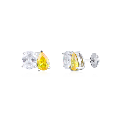 Moissanite S925 Toi et Moi Oval & Pear Stud Earrings