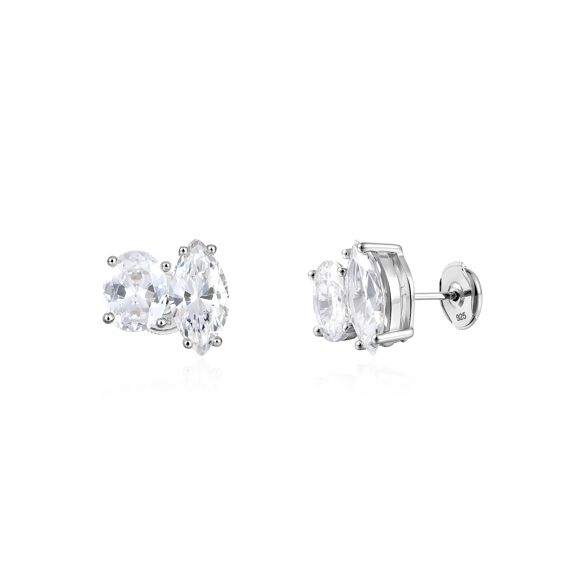 Moissanite S925 Toi et Moi Stud Earrings – Oval & Marquise