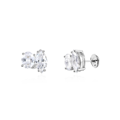 Moissanite S925 Toi et Moi Oval & Marquise Stud Earrings
