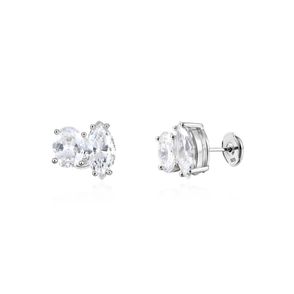 Moissanite S925 Toi et Moi Stud Earrings – Oval & Marquise