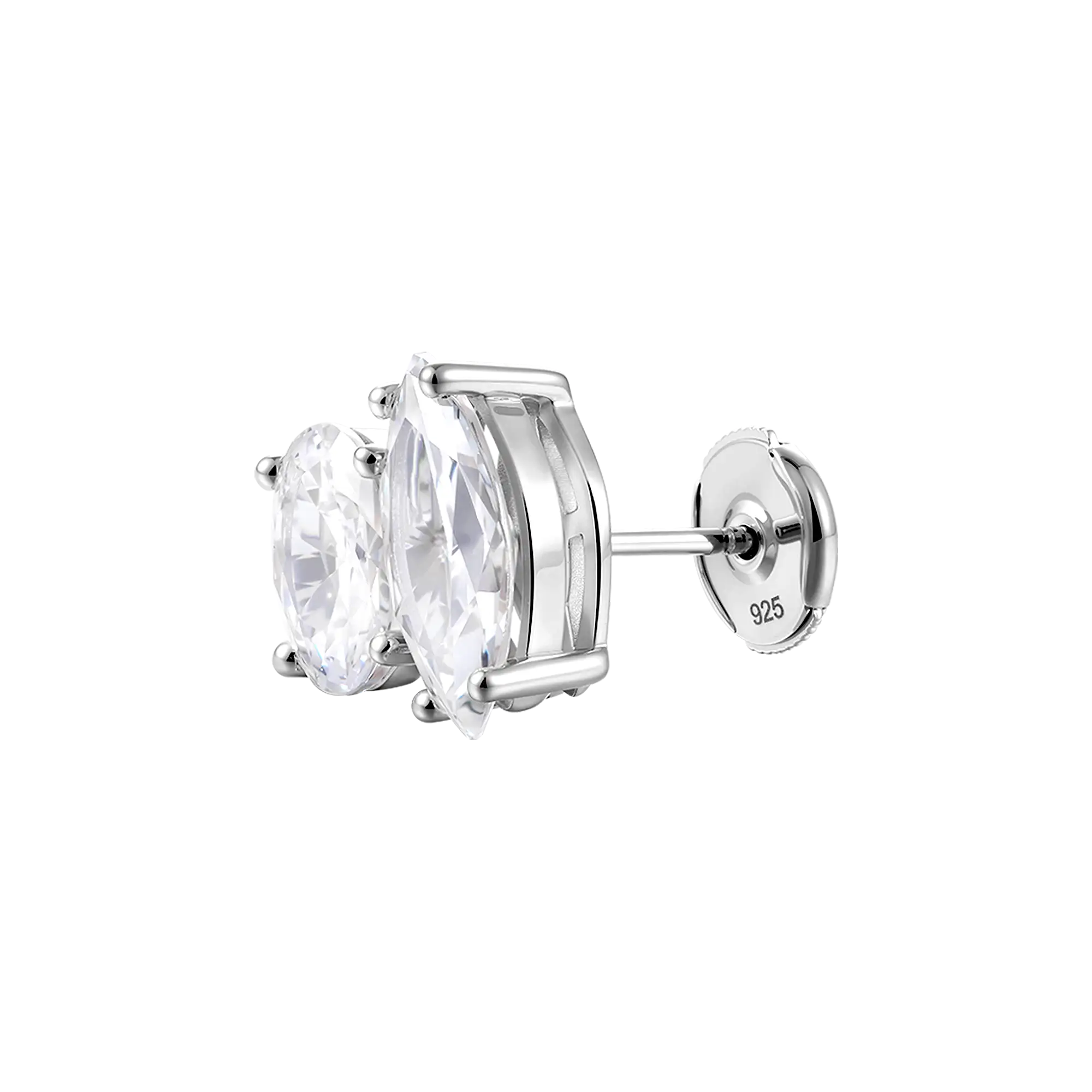 Moissanite S925 Toi et Moi Stud Earrings – Oval & Marquise
