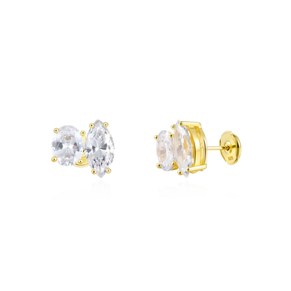 Moissanite Toi et Moi Stud Earrings – Oval & Marquise