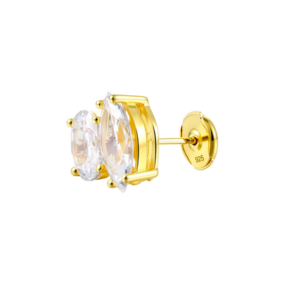 Moissanite S925 Toi et Moi Oval & Marquise Stud Earrings