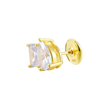 Moissanite S925 Toi et Moi Stud Earrings – Emerald & Pear