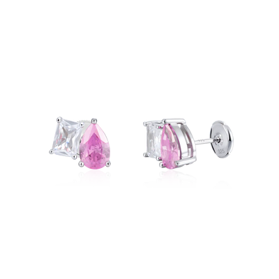Moissanite S925 Toi et Moi Emerald & Pear Stud Earrings
