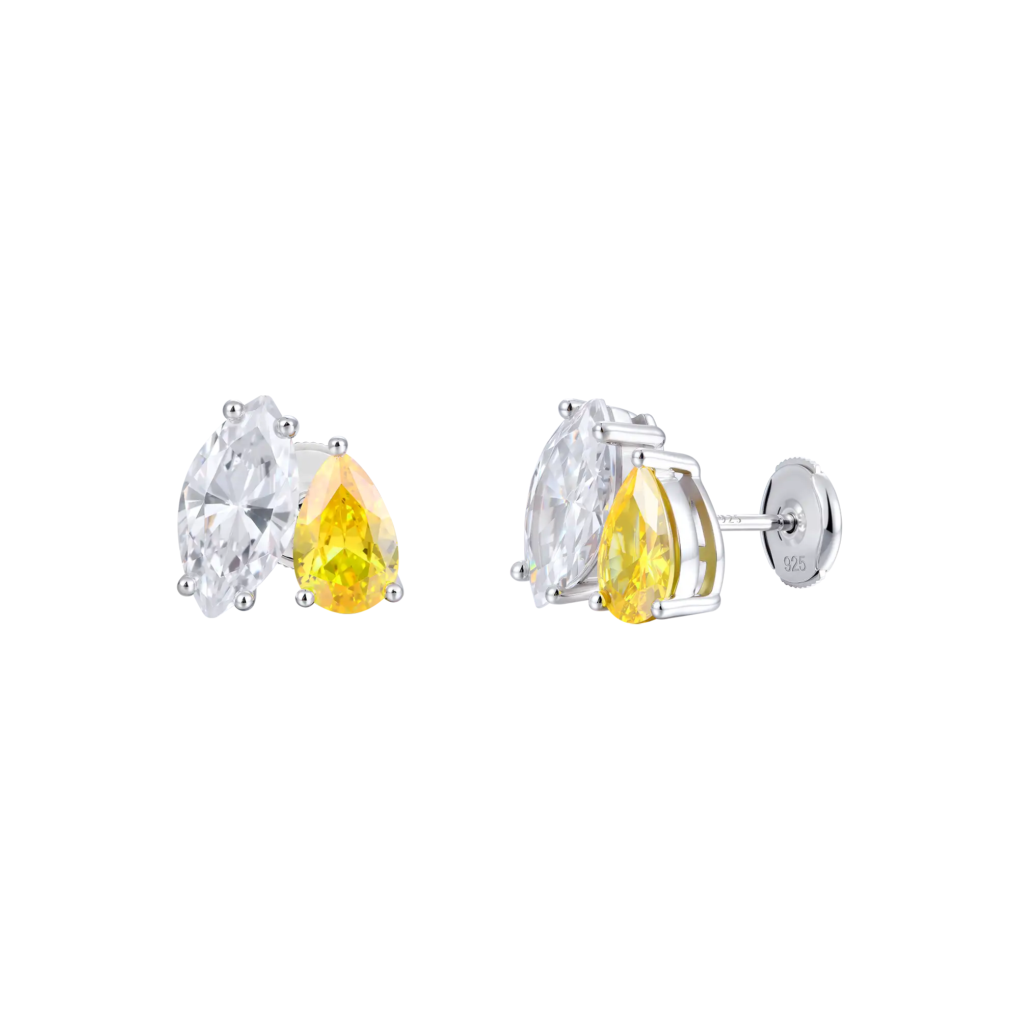 Moissanite Toi et Moi Stud Earrings – Marquise & Pear