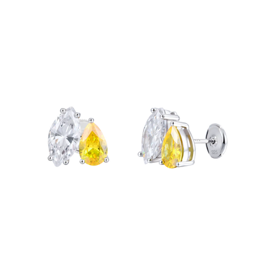 Moissanite S925 Toi et Moi Marquise & Pear Stud Earrings