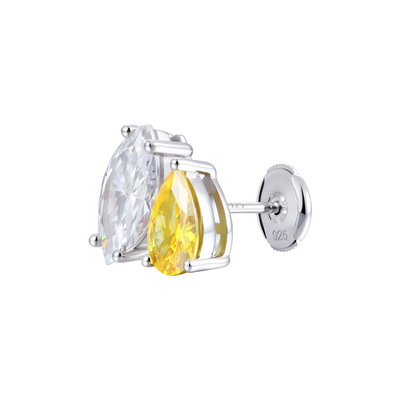 Moissanite S925 Toi et Moi Marquise & Pear Stud Earrings