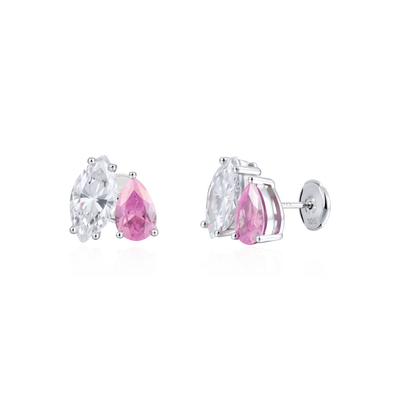 Moissanite S925 Toi et Moi Marquise & Pear Stud Earrings