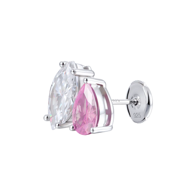 Moissanite S925 Toi et Moi Marquise & Pear Stud Earrings