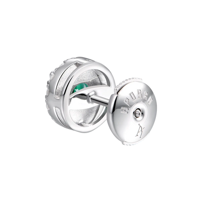 Halo Round Cut Stud Earring - Green