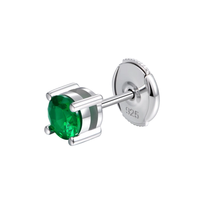 Round Cut Stud Earring - Green