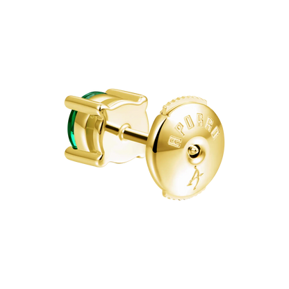 Round Cut Stud Earring - Green