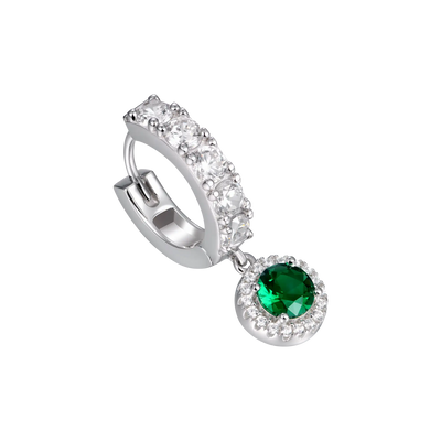 S925 Halo Dangly Earring - Green