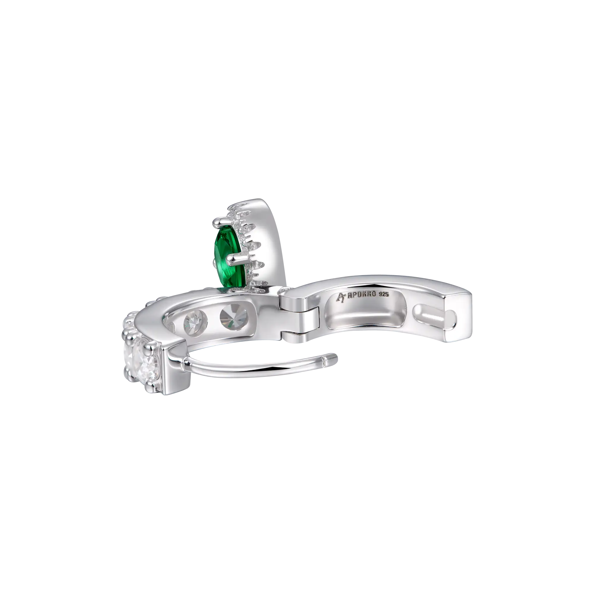Moissanite Halo Dangly Earring - Green