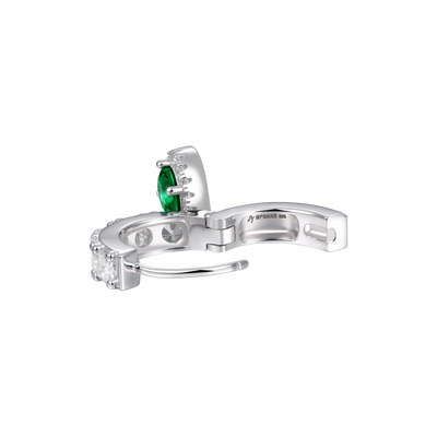 S925 Halo Dangly Earring - Green