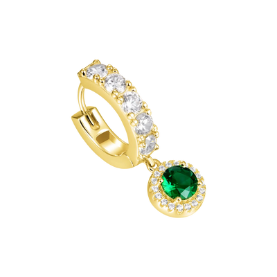 S925 Halo Dangly Earring - Green