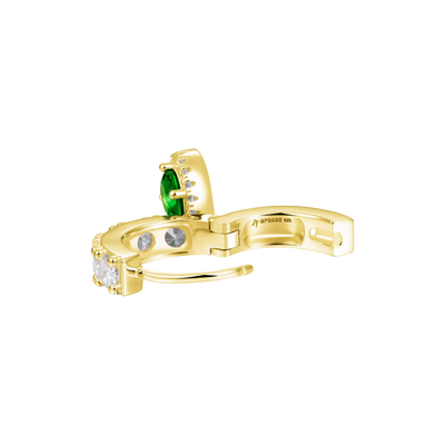 S925 Halo Dangly Earring - Green