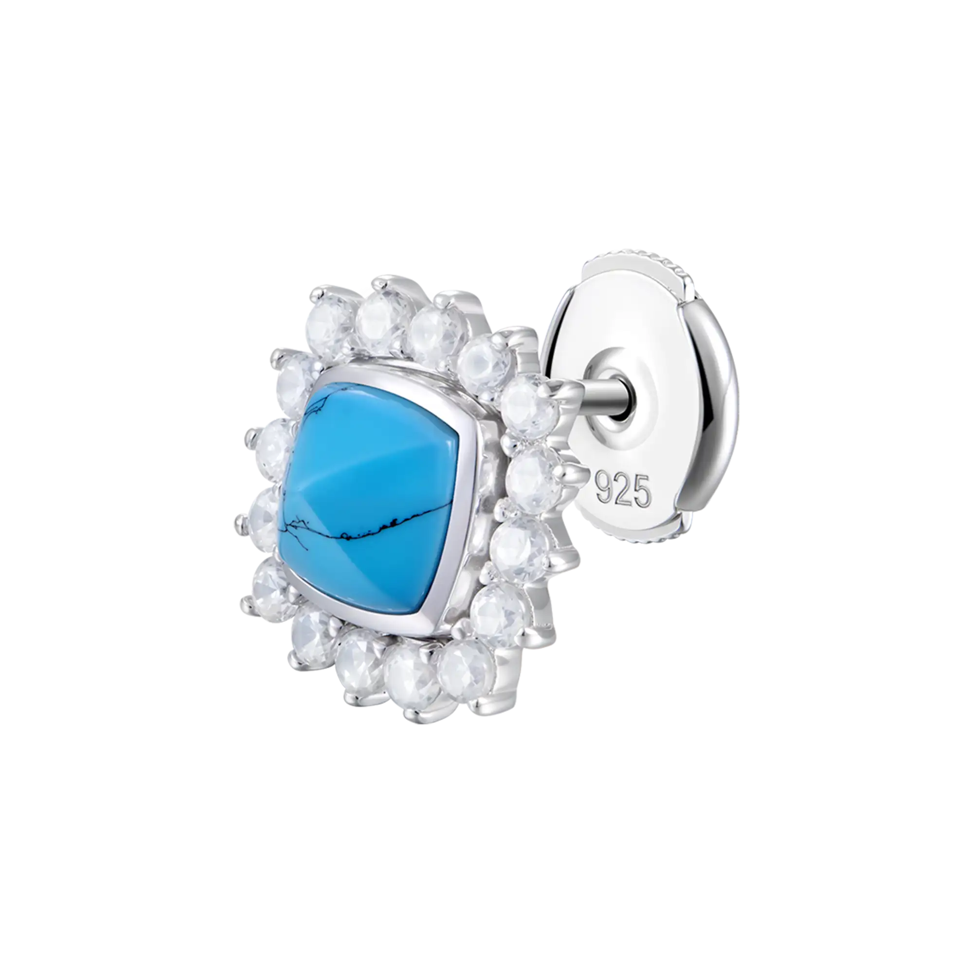 S925 Turquoise Halo Detachable Stud Earrings