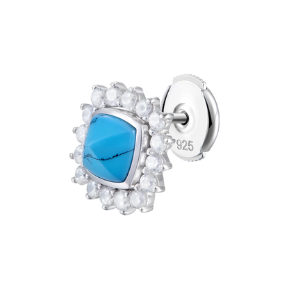 S925 Turquoise Halo Detachable Stud Earrings