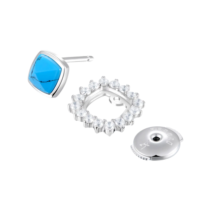 S925 Turquoise Halo Detachable Stud Earrings