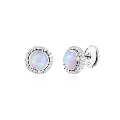 S925 Opal Halo Detachable Stud Earrings