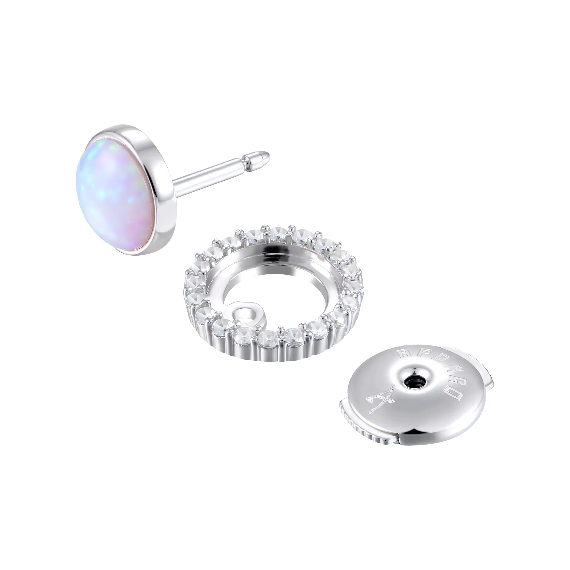 S925 Opal Halo Detachable Stud Earrings