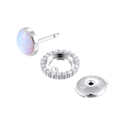 S925 Opal Halo Detachable Stud Earrings
