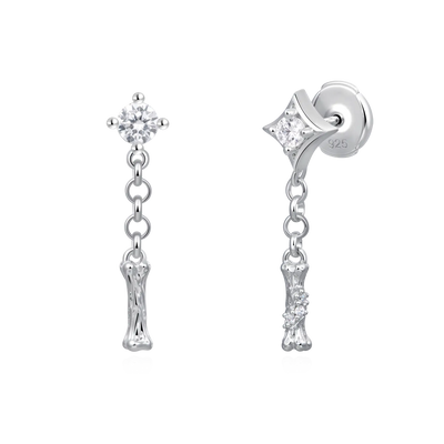 S925 Sparkling Bones Dangly Earring