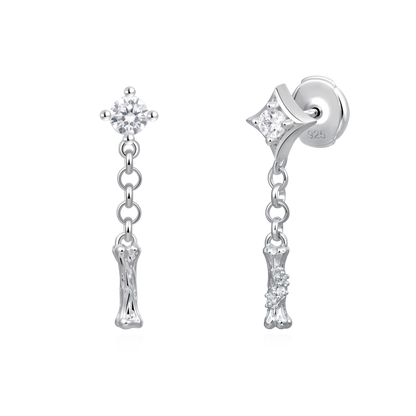 S925 Sparkling Bones Dangly Earring