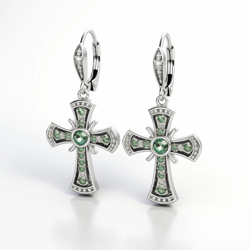 Iced Celtic Cross Earrings - Pair - APORRO