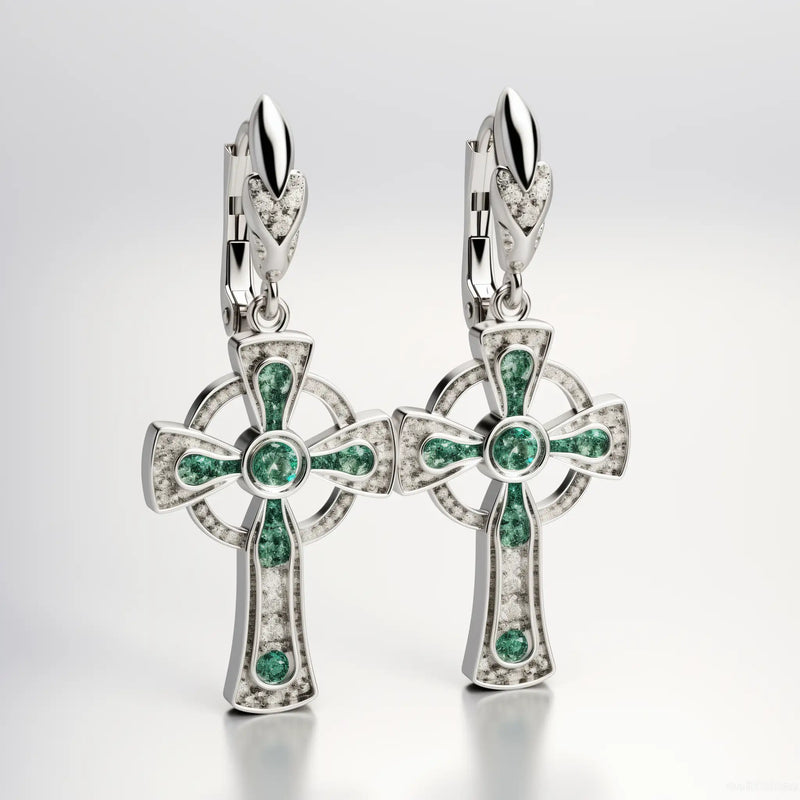 Iced Celtic Cross Earrings - Pair - APORRO